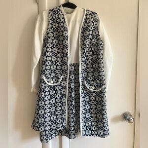 Vintage Polyester Dress and Vest Matching set retro
